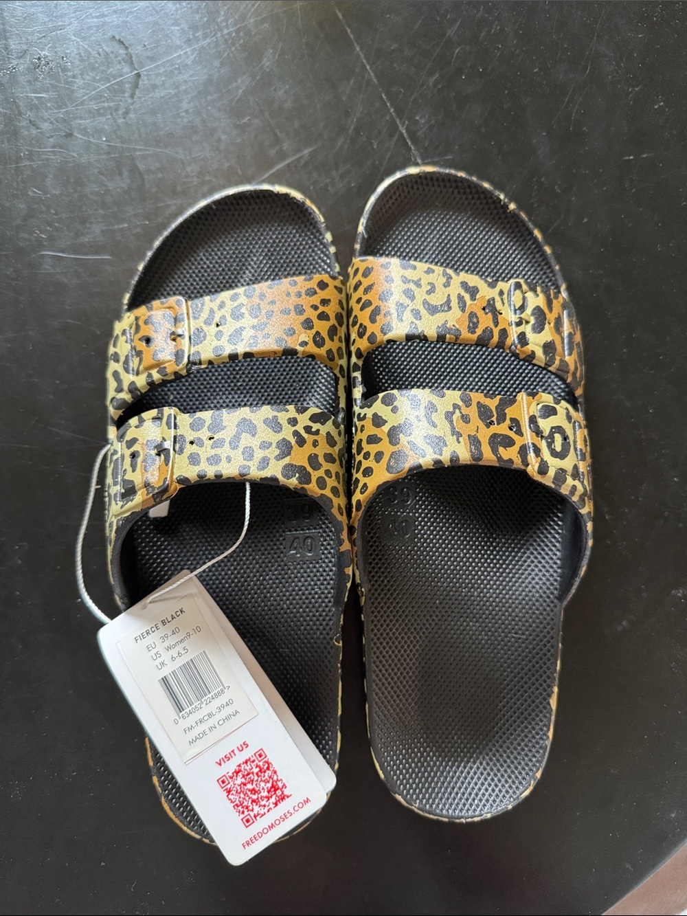 Leopard Print Double-Band Slide Sandals - Cheetah Print